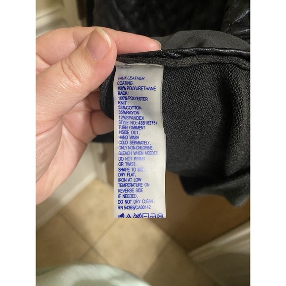 Peter Nygard Black Full Zip Faux Leather And Knit Long Jacket Women's Size XL - Picture 10 of 10